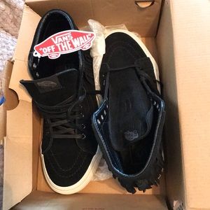 Vans high top shoes with fringe